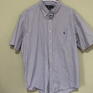 Ralph Lauren Men Classic Fit Short Sleeve Plaid Button Down Shirt L‎
